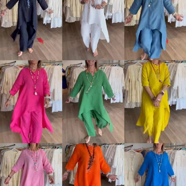 Women's Solid Color Linen Casual Suit